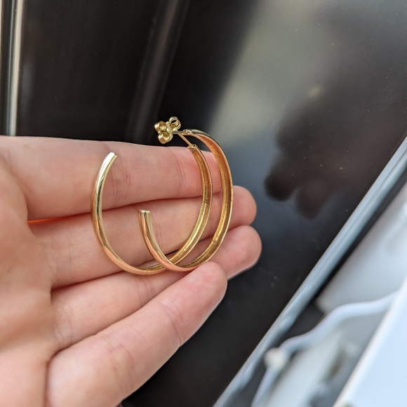 14K Gold Wide Zoe Chicco Hoops - Picture 8 of 12